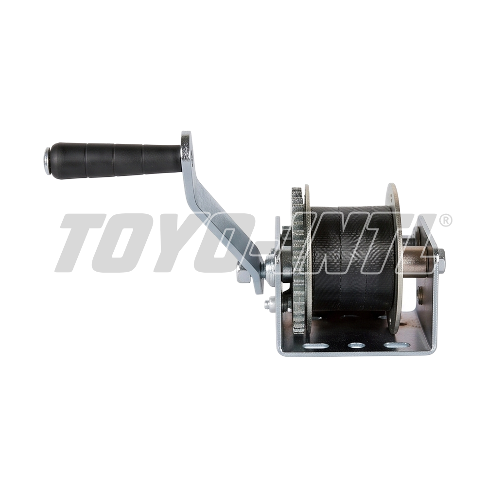 TOYO-INTL Manual Hand Winch with Webbing Strap and Hook