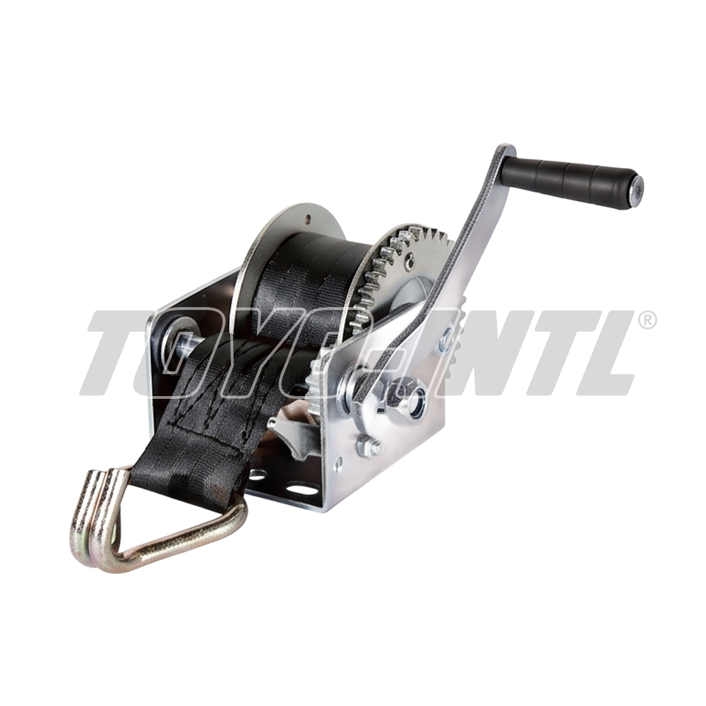 TOYO-INTL Manual Hand Winch with Webbing Strap and Hook