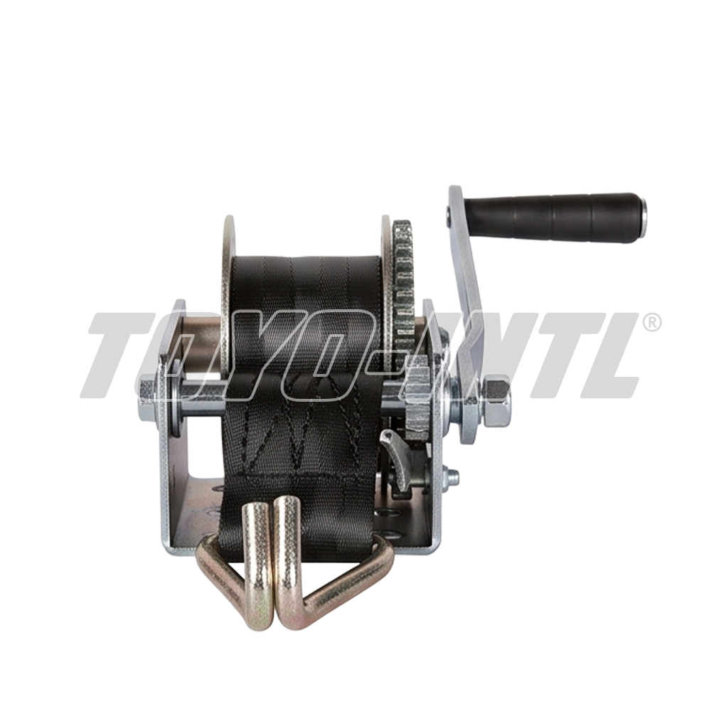 TOYO-INTL Manual Hand Winch with Webbing Strap and Hook