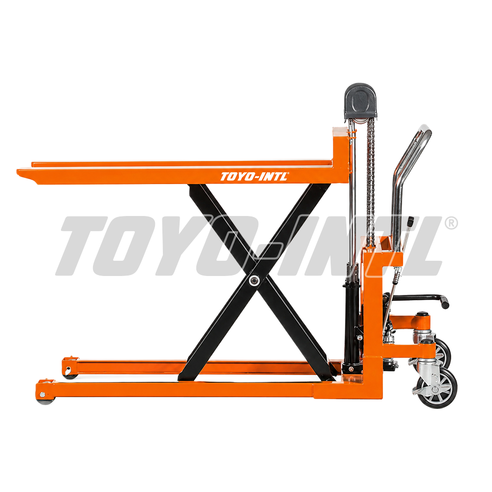 TOYO-INTL Manual High Lift Truck with Scissor Lift Structure