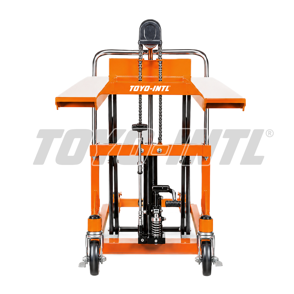 TOYO-INTL Manual High Lift Truck with Scissor Lift Structure