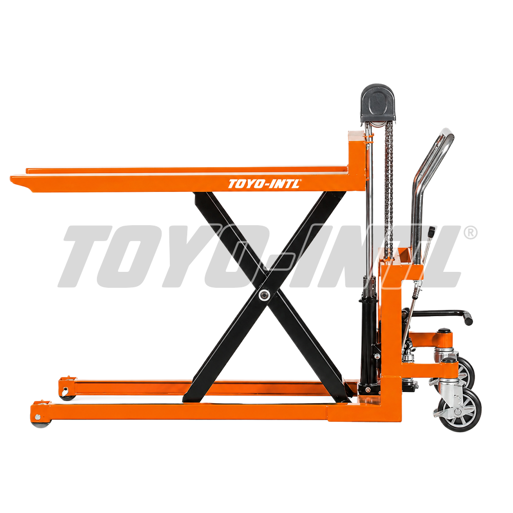 TOYO-INTL Manual High Lift Truck with Scissor Lift Structure