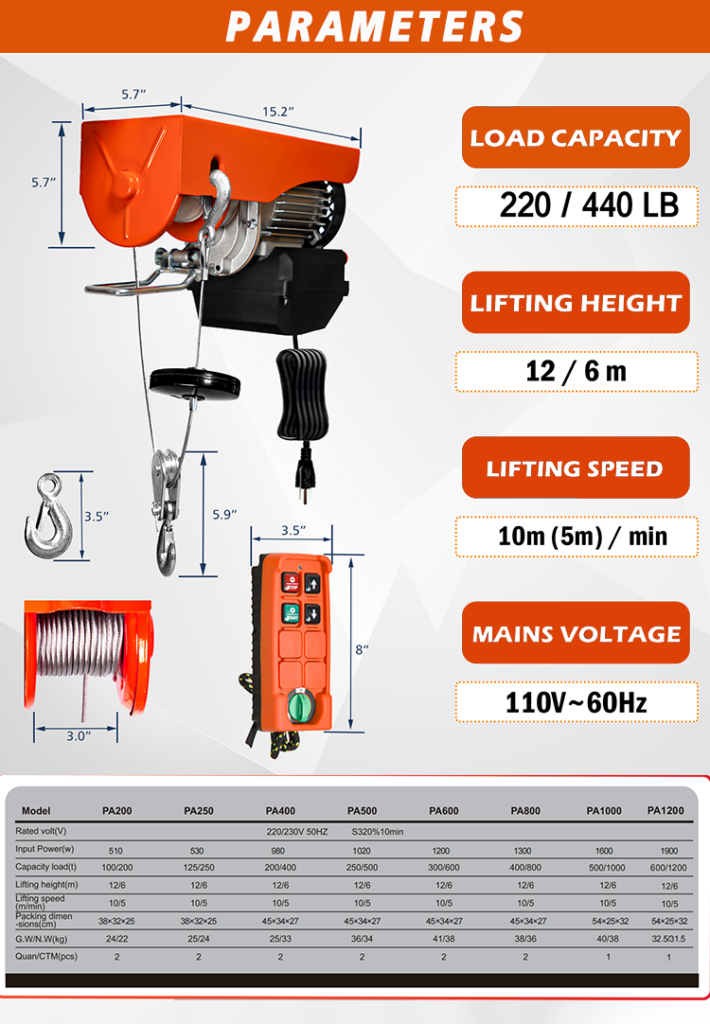 TOYO-INTL PAW Electric Hoist